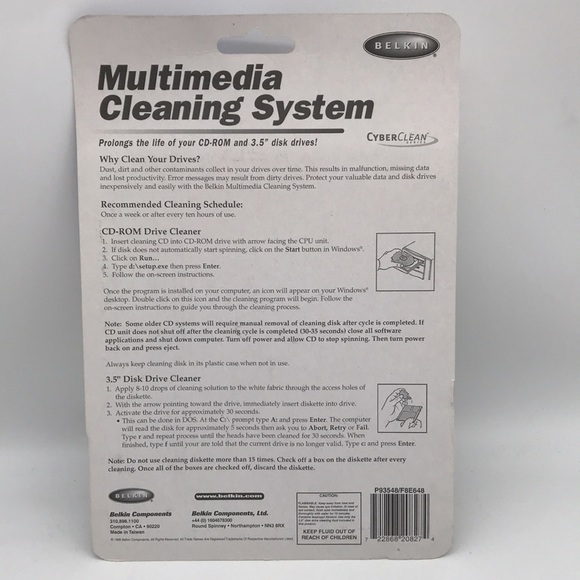 Belkin Multimedia Cleaning System CD-Rom & 3.5” Disk Factory Sealed Product - Picture 2 of 7